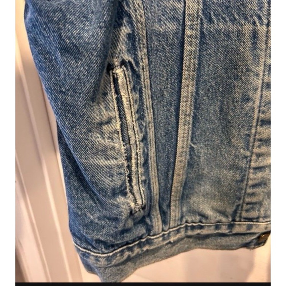 Vtg Carhartt Denim Jean Trucker Jacket Flannel Lined 100 Year Plaid Large - Picture 9 of 13